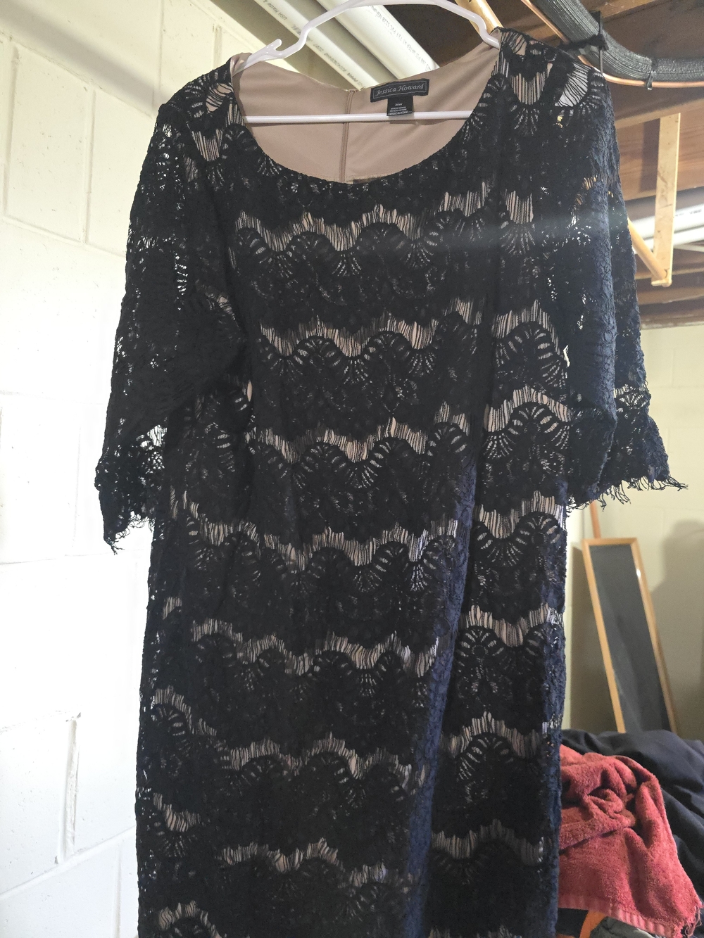 Jessica Howard Navy Lace Midi Dress with Nude Lining